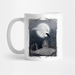 Bride Visits Grave of Her Beloved on Dark Moonlit Night Mug